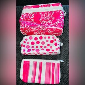 Hot pink and White Makeup Bag Set